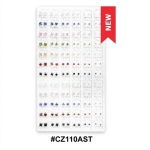 Assorted Square CZ Crystal Stud Earrings Display Board #CZ110AST