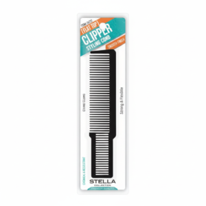 Stella Flat Top Clipper Styling Comb - Black (#24722) Smooth Finish for Precision Cutting