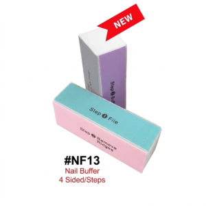 A high-resolution product photograph of two multi-colored 4-way nail buffer blocks against a pure white background