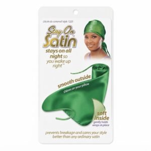 Satin Hair Wrap / Durag -Green Overnight Hair Protection and Style Care #778