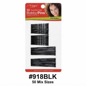 Magic Collection, Black Bobby Pins, Assorted Sizes, #918BLK, 50 Pack