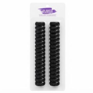 Candie Black Spiral Pony Rings 20pc #15010