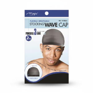 Magic Collection Stocking Wave Cap - Flexible & Breathable - 2 Pieces - Black - #1515AST