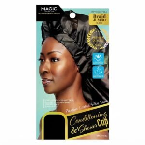 Conditioning & Shower Cap - Jumbo Size - Black (#BYOG407BLA)