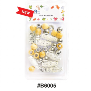 A blister pack containing an assortment of hair beads from the Mauri Collection is centered on a white background.