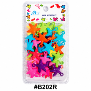 colorful starfish shaped hair accessories pack in clear packaging on white background