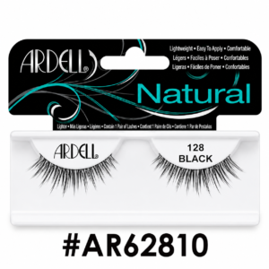 Ardell Natural 128 Black false eyelashes (#AR62810) packaging on a pure white background