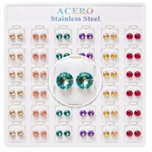 Crystal Stainless Steel Stud Round Design Full Pack #112233
