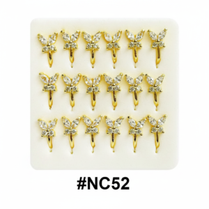 Gold Fairy Butterfly Marquise Crystal Rhinestone Nose Studs with Hook #NC52