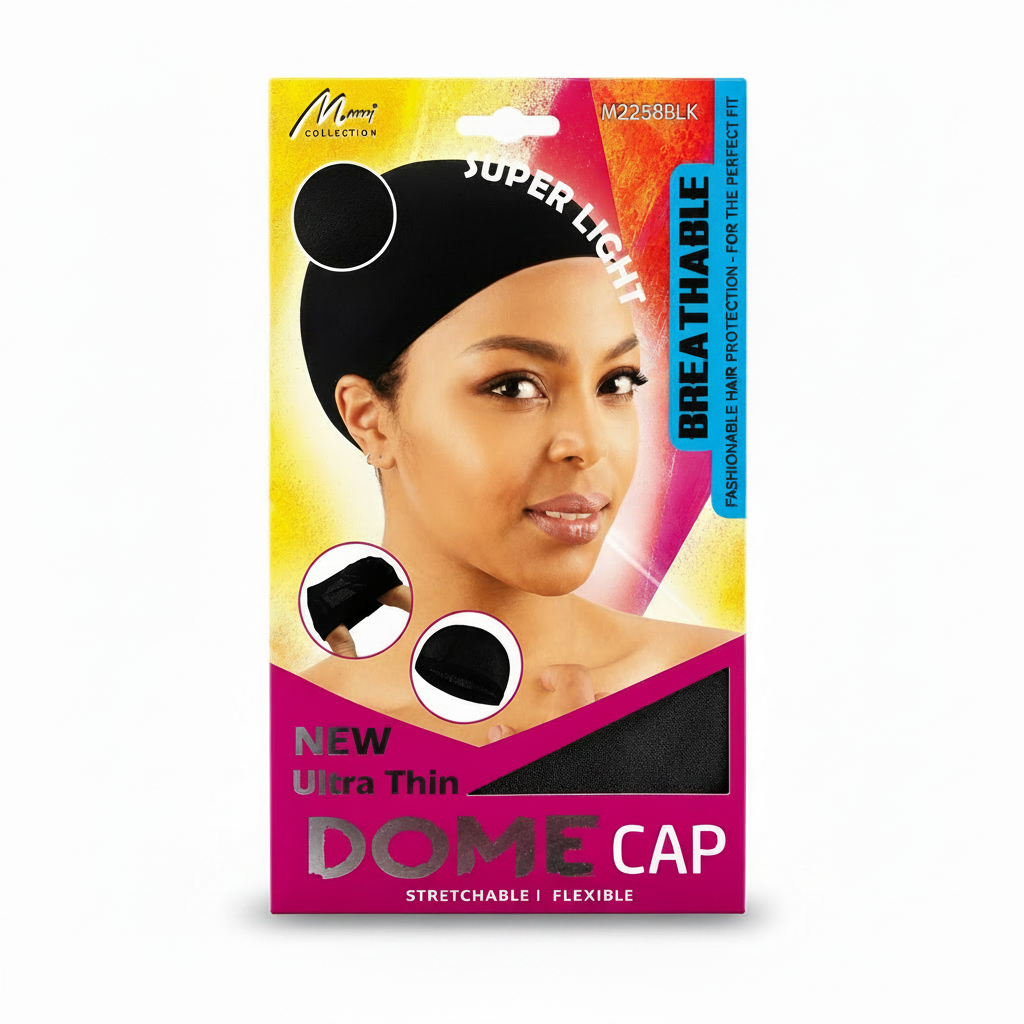 Dome Cap -Black Ultra Thin   Stretchable Flexible Hair Protection #M2258BLK