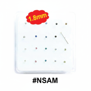 1.8mm Assorted Colour Crystal Nose Studs 20-Pack Display Card #NSAM