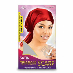Megalace Red Satin Triangle Scarf, Fashionable Breathable Hair Protection Headwear#M2153A