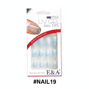 E&A New Style UV Gel Nail Tips - Baby Blue with Crystal Gems #NAIL19