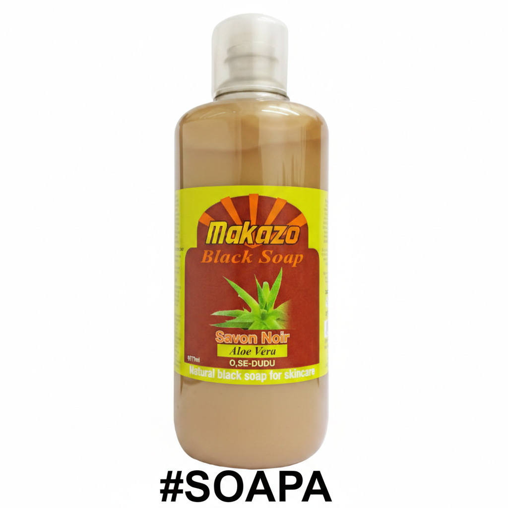Makazo Black Soap Savon Noir Aloe Vera 977ml - Natural Black Soap for Skincare #SOAPA