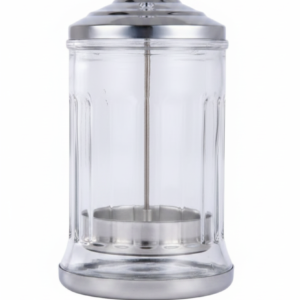 Large Clear Glass Sanitiser Disinfectant Jar with Chrome Lid and Base #0092S