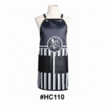 Skull Print Striped Barber Apron with Cross-Back Straps #HC110