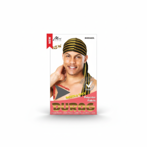 Striped Polyester Durag - Black & Gold Hair Protection #M4806GOL