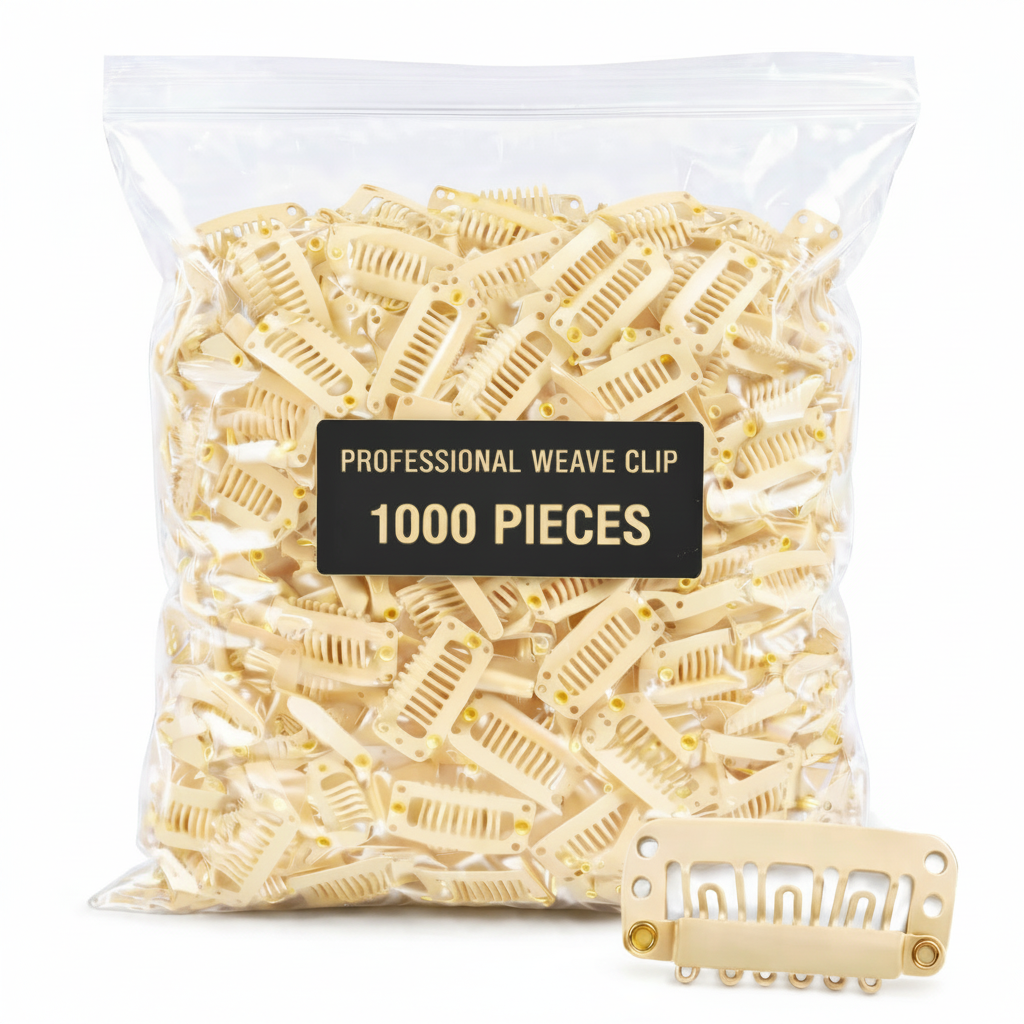 Beige Professional Weave Clips - 1000 Pieces #L1000BLOBAG