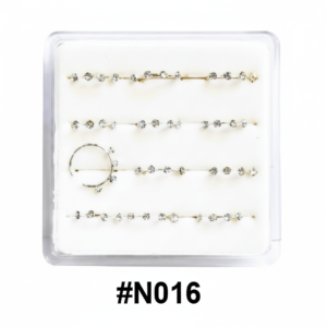 Silver Crystal Nose Pins Display Box #N016