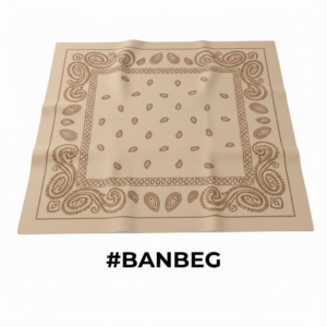 Beige Paisley Print Cotton Bandana Classic Design #BANBEG