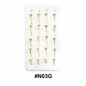 Gold Crystal Rhinestone Flower Nose Pins with Pearl Accent #N03G