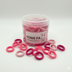 Hair Elastics Jar -Pink Strong Elasticity Small Hair Ties Bobbles for Women & Girls #TP81PINK