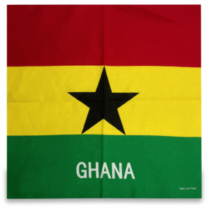 Ghana Flag with Red, Yellow and Green Stripes, Black Star and Ghana Text