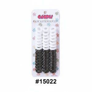 Candie Two-Tone Black & White Spiral Pony Rings 60pc #15022