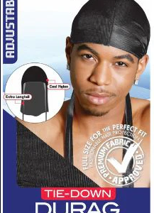 Adjustable Tie-Down Durag - Black #4769BLA