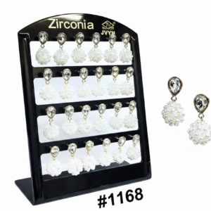 Zirconia Teardrop CZ Crystal Pearl Cluster Ball Drop Earrings Display Board 24 Pairs #11168