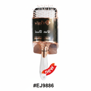 Gorilla Hair Brush #EJ9886 – Rose Gold Paddle Cushion Brush with Clear Handle