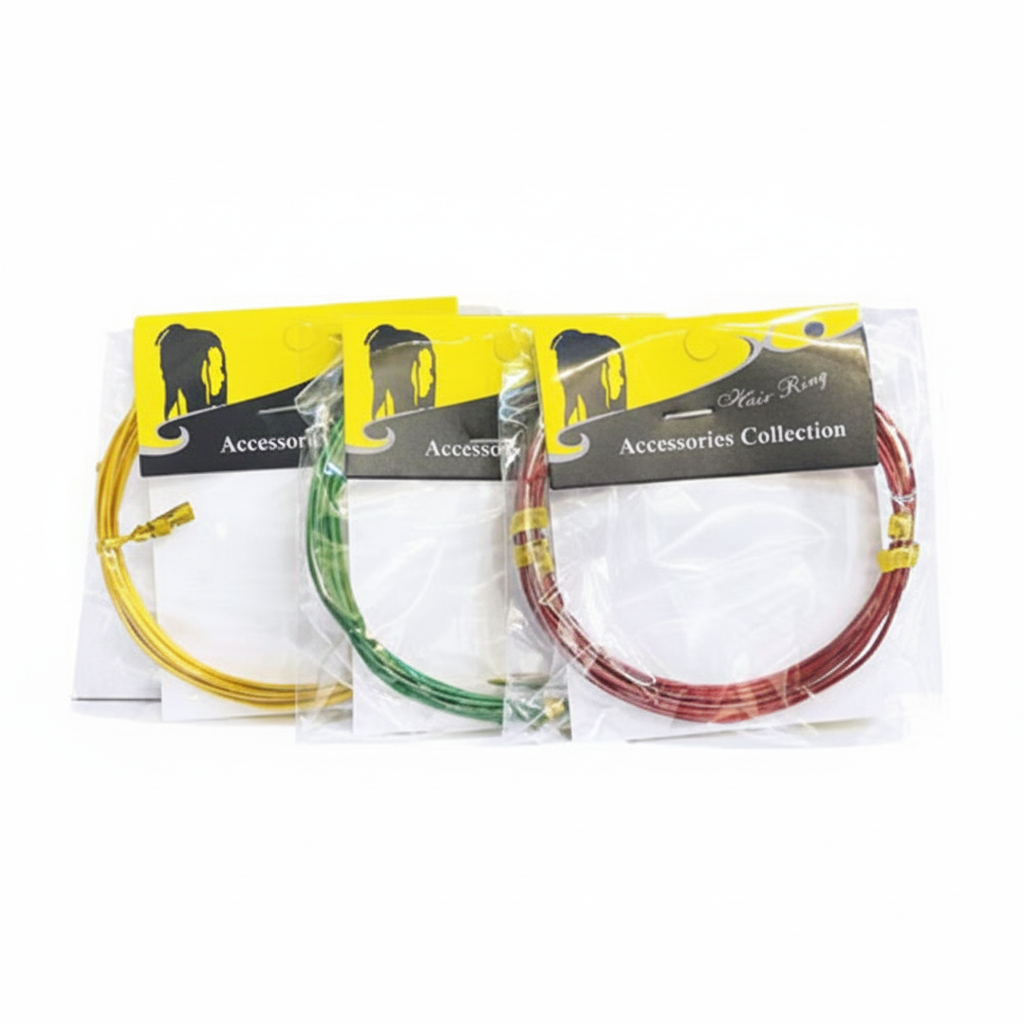 Assorted Hair Rings Set - Yellow, Green & Burgundy Hair Accessories #60600A