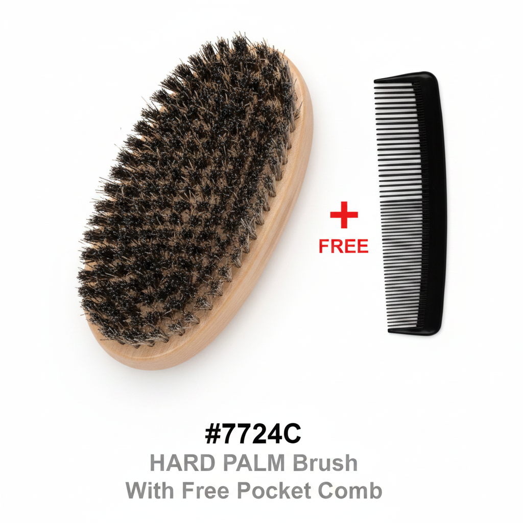 #7724C Hard Palm Brush with Free Pocket Comb