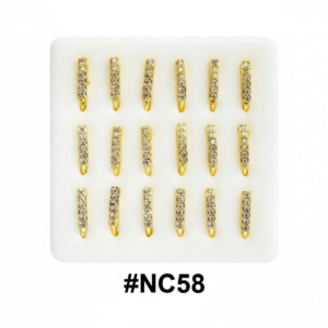 Gold Bar Crystal Rhinestone Nose Studs with Hook #NC58