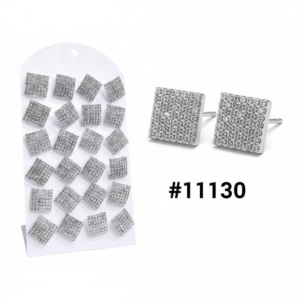 Zirconia Square Pavé Crystal Stud Earrings Display Pack Silver #11130