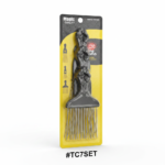 Magic Quality Afro Pick Comb - Black Fist Handle & Metal Tines (#TC7SET)