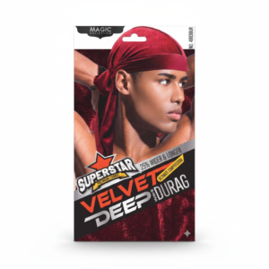 Burgundy Magic Collection Velvet Deep Wave Durag - 25% Wider & Longer, Ultimate Compression #4803BUR