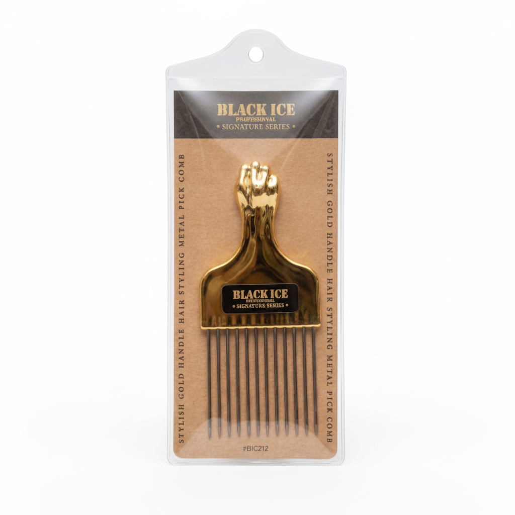 Black Ice Gold Metal Pick Comb - Signature Series #BIC212