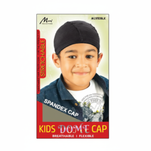 Kids Dome Cap - Stretchable & Breathable Spandex Cap - Black - #M1950BLK