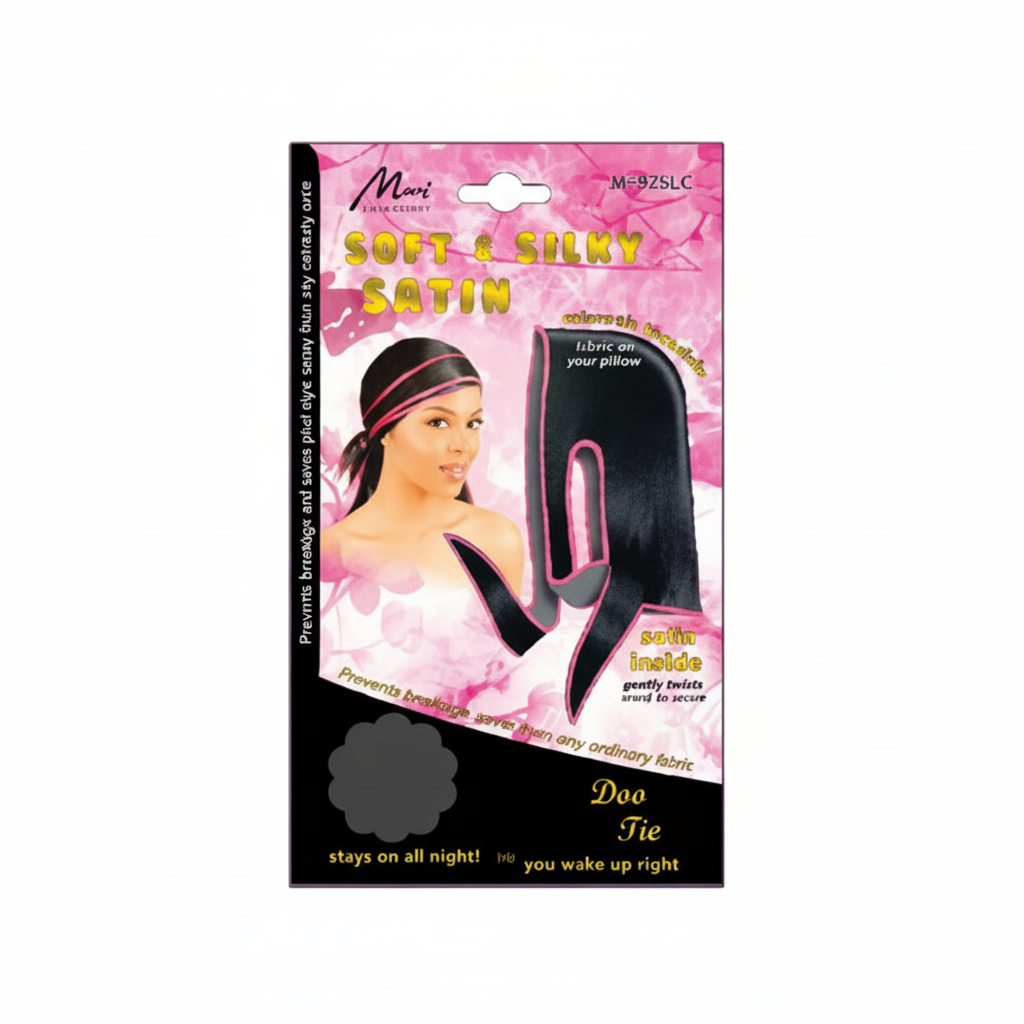 Hair Protection Black Soft & Silky Satin Doo Tie - Nighttime   #M792B