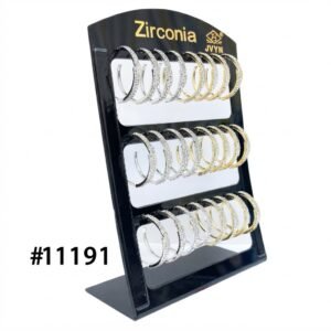 Elegant Fancy Hoop Ear Ring with Zirconia Stones in Silver and Gold Display