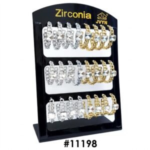 Chain Shape With Stone ear studs display with zirconia stones