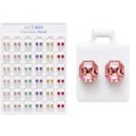Crystal Stainless Steel Stud Octagon Design Display Card #112231
