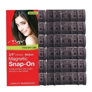Medium black magnetic hair rollers for styling and curling