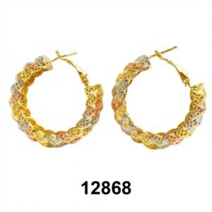 Fancy Gold Pink Silver Round Earrings with Elegant Design