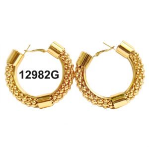 Gold Round Hoop Earrings with Textured Finish