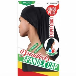 Dreadlock Spandex Cap Long in black, suitable for dreadlocks and long hairstyles