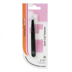 Beauty Icon Slant Cut Tweezers in Black & White for precise grooming