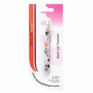 Beauty Icon Slant Cut Tweezers with Floral Design for Precision Grooming