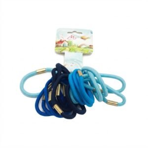Assorted blue thick elastic bands for hair styling